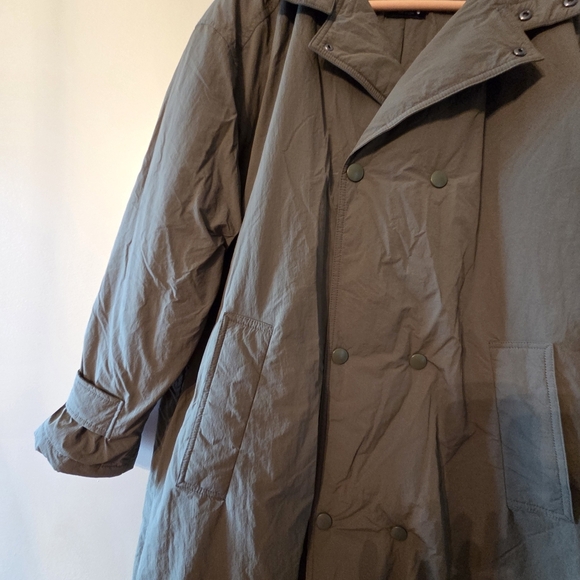 Zara Women's Double Breasted Long Waterproof Hoodie Jacket Coat Green Sz M - Picture 12 of 16